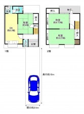 京都市上京区下長者町通七本松西入鳳瑞町、中古一戸建ての間取り画像です