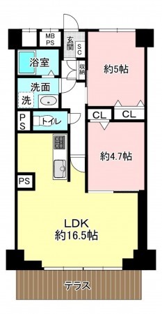 京都市上京区中立売通室町西入三丁町、マンションの間取り画像です