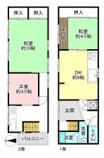 京都市上京区柏清盛町、中古一戸建ての間取り画像です