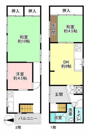 京都市上京区柏清盛町、中古一戸建ての間取り画像です