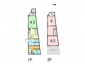 京都市上京区今小路通御前通西入紙屋川町、中古一戸建ての間取り画像です