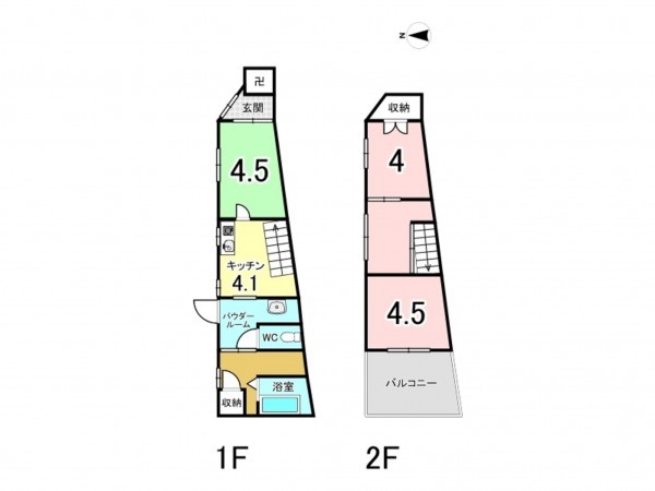 京都市上京区今小路通御前通西入紙屋川町、中古一戸建ての間取り画像です