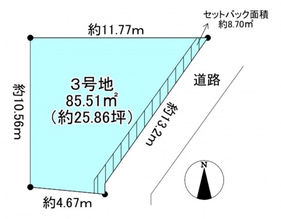 京都市上京区一条通御前通西入３丁目西町、土地の間取り画像です