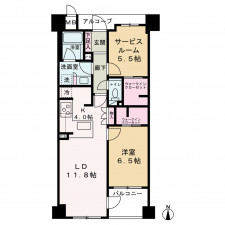 京都市上京区東桜町、マンションの間取り画像です