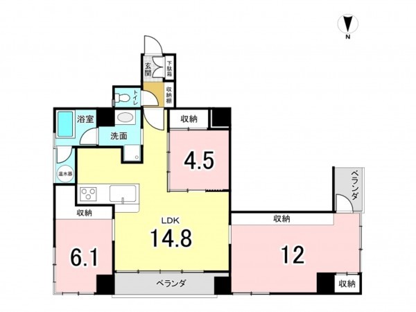 京都市上京区東橋詰町、マンションの間取り画像です