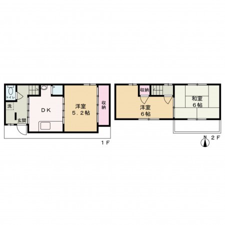 京都市上京区東堀川通丸太町上る六町目、中古一戸建ての間取り画像です