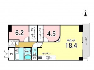 京都市上京区泰童片原町、マンションの間取り画像です