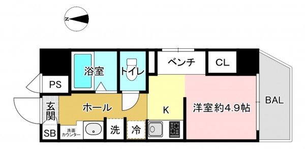 京都市上京区今出川通大宮西入元北小路町、マンションの間取り画像です