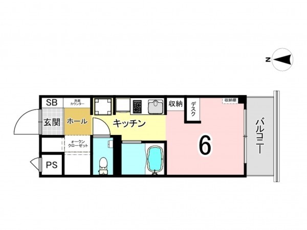 京都市上京区五辻通千本東入上る桐木町、マンションの間取り画像です