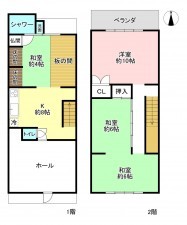 京都市上京区五辻通七本松西入２丁目西柳町、中古一戸建ての間取り画像です