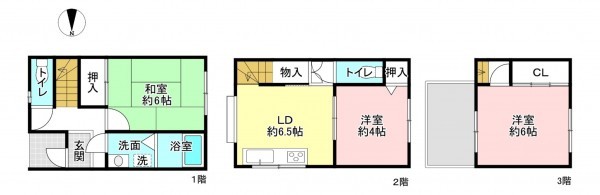京都市上京区仁和寺街道御前通西入下横町、中古一戸建ての間取り画像です