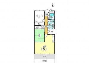 京都市上京区裏門通一条下る今新在家町、マンションの間取り画像です