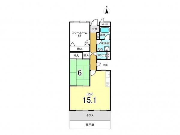 京都市上京区裏門通一条下る今新在家町、マンションの間取り画像です