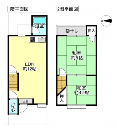 京都市上京区一条通御前通西入３丁目西町、中古一戸建ての間取り画像です