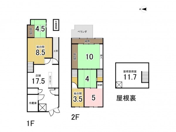 京都市上京区河原町通丸太町上る出水町、中古一戸建ての間取り画像です