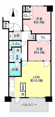 京都市上京区中長者町通新町西入仲之町、マンションの間取り画像です