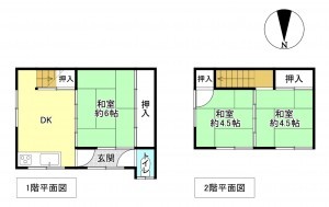 京都市上京区大宮通鞍馬口上る若宮竪町、中古一戸建ての間取り画像です
