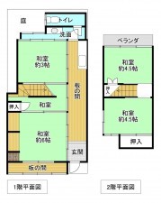 京都市上京区浄福寺通一条下る東西俵屋町、中古一戸建ての間取り画像です