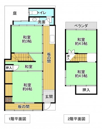 京都市上京区浄福寺通一条下る東西俵屋町、中古一戸建ての間取り画像です