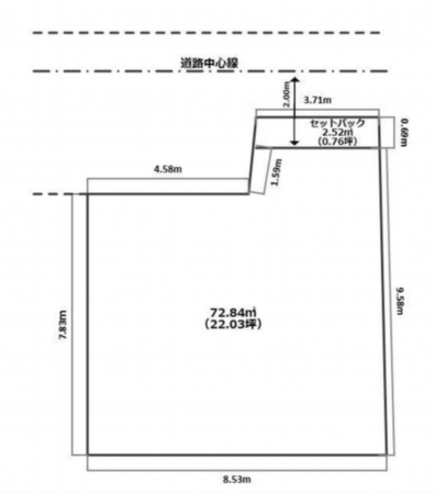 京都市上京区川瀬町、土地の間取り画像です