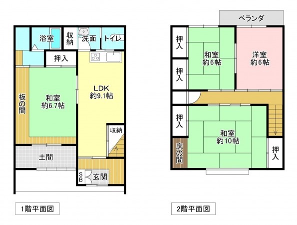 京都市上京区柏清盛町、中古一戸建ての間取り画像です