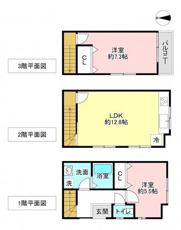 京都市上京区仁和寺街道御前通西入下る下横町、中古一戸建ての間取り画像です