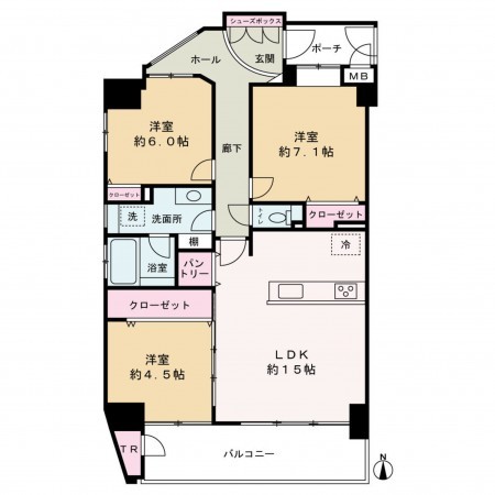 京都市上京区今出川通浄福寺西入２丁目東上善寺町、マンションの間取り画像です