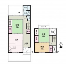 京都市上京区一条通七本松西入東町、中古一戸建ての間取り画像です