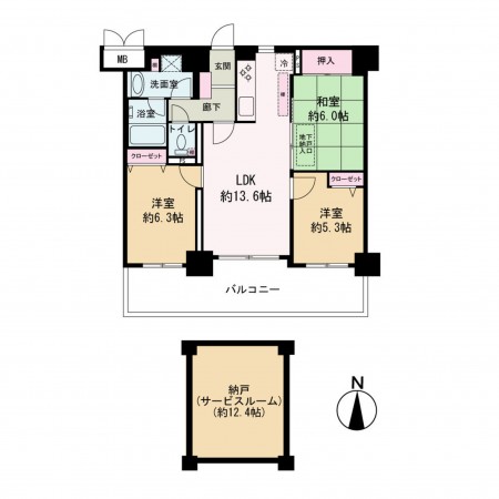 京都市上京区四番町、マンションの間取り画像です