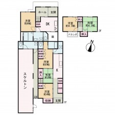 京都市上京区真盛町、中古一戸建ての間取り画像です