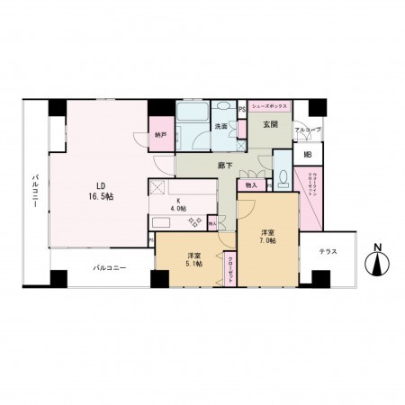 京都市上京区室町通椹木町下る大門町、マンションの間取り画像です