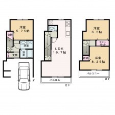 京都市上京区浄福寺通一条下る東西俵屋町、新築一戸建ての間取り画像です