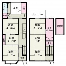 京都市上京区革堂前之町、中古一戸建ての間取り画像です