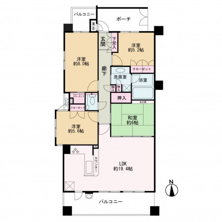 京都市上京区藁屋町、マンションの間取り画像です