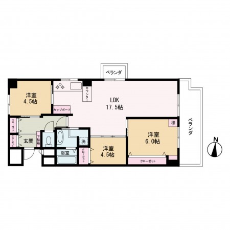 京都市上京区五辻通浄福寺西入上る一色町、マンションの間取り画像です