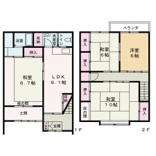 京都市上京区寺之内通千本西入下る柏清盛町、中古一戸建ての間取り画像です