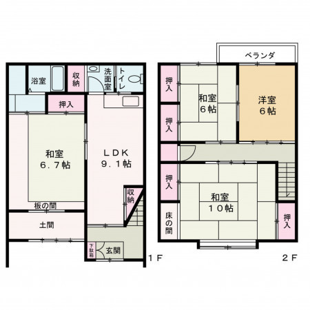 京都市上京区寺之内通千本西入下る柏清盛町、中古一戸建ての間取り画像です