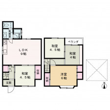 京都市上京区仁和寺街道御前通西入下横町、中古一戸建ての間取り画像です