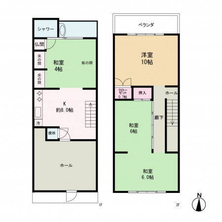 京都市上京区西柳町、中古一戸建ての間取り画像です