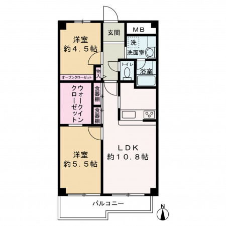 京都市中京区聚楽廻西町、マンションの間取り画像です