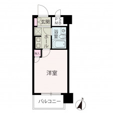 京都市中京区麩屋町通三条下る白壁町、マンションの間取り画像です