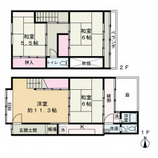 京都市中京区西ノ京内畑町、中古一戸建ての間取り画像です