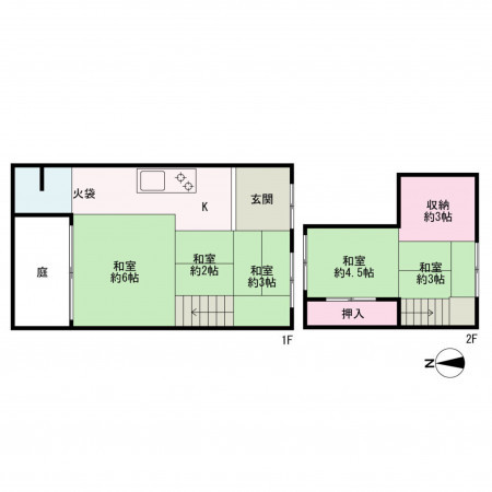 京都市中京区西ノ京池ノ内町、中古一戸建ての間取り画像です