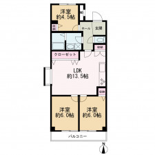 京都市中京区聚楽廻南町、マンションの間取り画像です