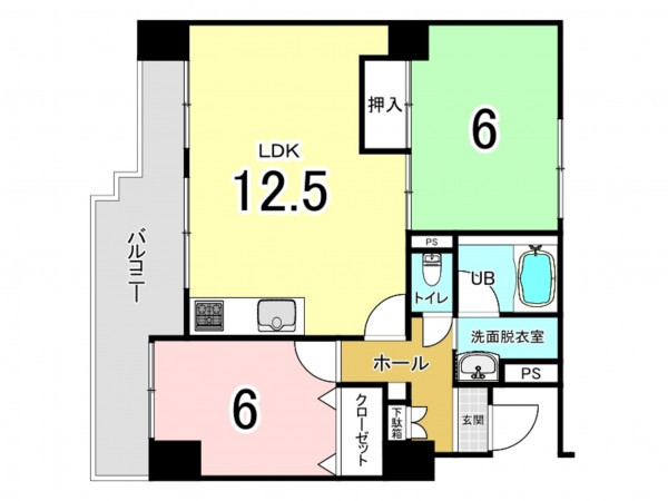 京都市上京区今出川通堀川東入飛鳥井町、マンションの間取り画像です