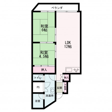 京都市中京区西ノ京北壺井町、マンションの間取り画像です