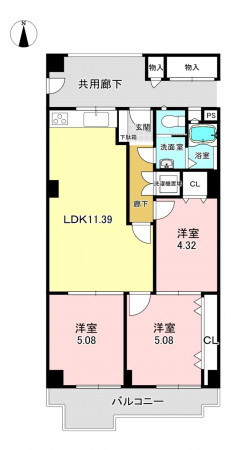 京都市上京区五辻通浄福寺西入一色町、マンションの間取り画像です