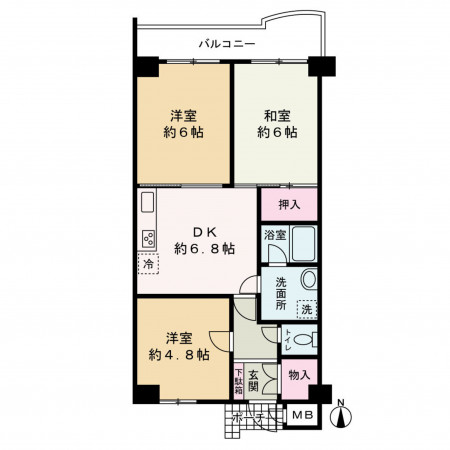 京都市中京区壬生仙念町、マンションの間取り画像です