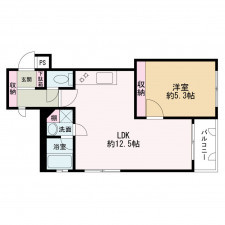 京都市中京区大宮通蛸薬師下る四坊大宮町、マンションの間取り画像です