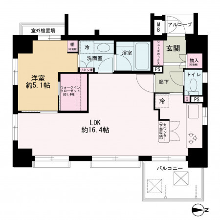 京都市中京区麩屋町通錦小路下る桝屋町、マンションの間取り画像です